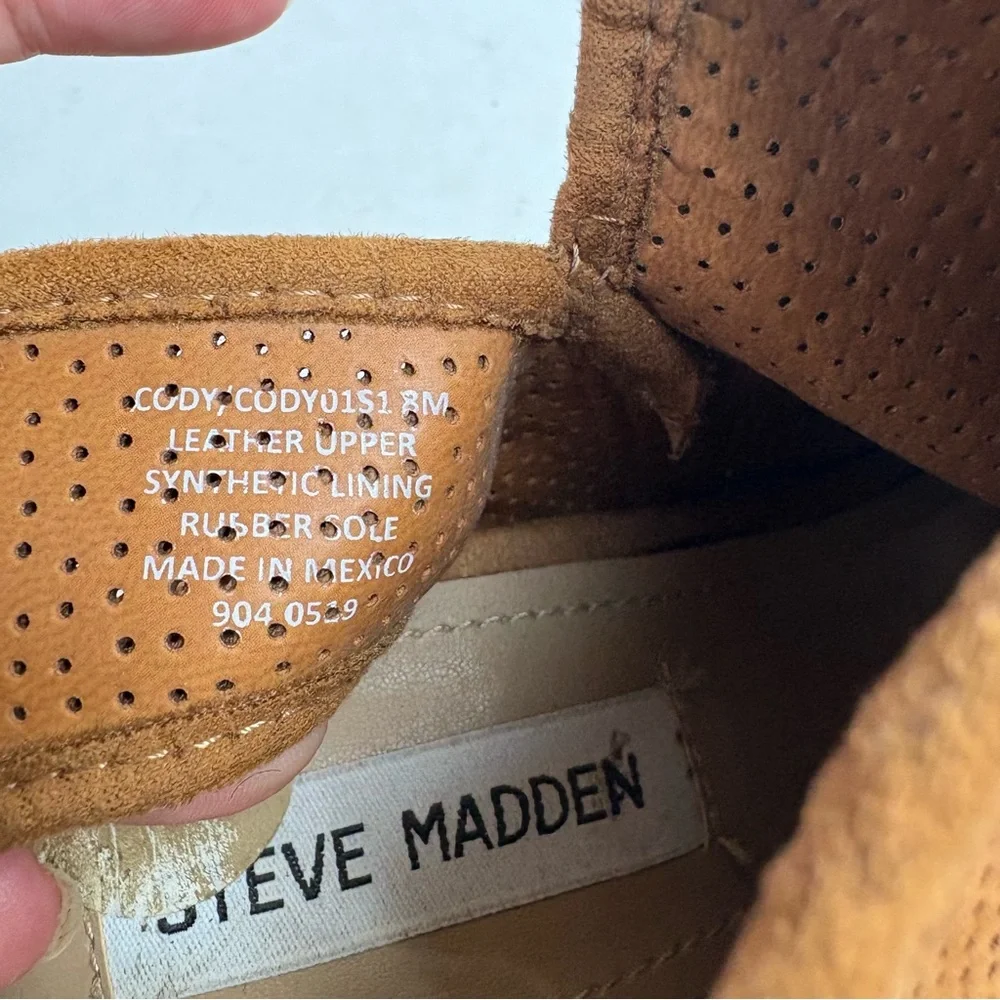 Steve Madden Cody Brown Tan Perforated Peep Toe Booties Heeled Women’s Size 8